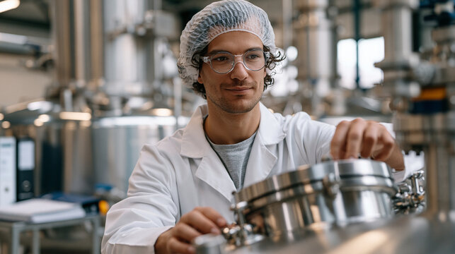 Process validation engineer adjusting parameters on a pharmaceutical fluid bed dryer unit, batch documentation binder on nearby stand, biopharmaceutical contract manufacturing facility showing techn