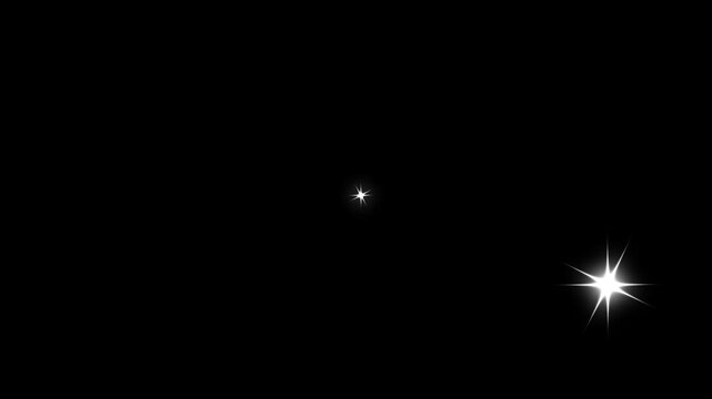 Twinkling star motion graphics on , Sparkling stars shine animation on , single star glitter, sparkle, twinkle animation on traparent, Star twinkling for festival event, black background. 4k video