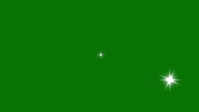 Twinkling star motion graphics on , Sparkling stars shine animation on , single star glitter, sparkle, twinkle animation on traparent, Star twinkling for festival event, green background. 4k video