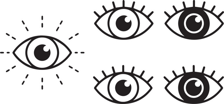 Eye icon set. Eyesight symbol. Retina scan eye icons. Simple eyes collection. Eye silhouette.eps