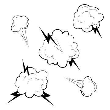 Lightning cloud. Electric cloud. Cloud with soft rounded edges and emerging lightning. Sharp lightning. Electrical discharges of lightning.