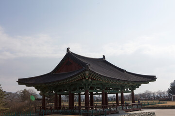 Fototapeta premium South Korea Donggun Palace, Gyeongju on a cloudy winter day.