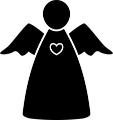 Fototapeta premium Simple Angel Silhouette Clipart and Template Illustration. Angel Figure Silhouette Vector Icon Art Graphic. Transparent Background. SVG.