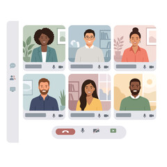 Fototapeta premium Diverse Team Collaborating in Virtual Video Conference Call for Remote Work Project