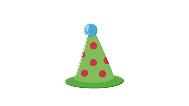 2D Animated Party Hat with Polka Dot Pattern for Funny Celebration