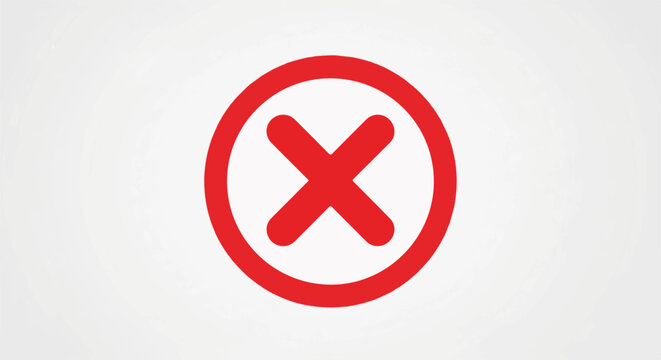 Red X mark inside a red circle on a light gray background