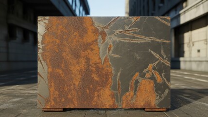 Naklejka premium Natural Stone Surface with Rust, Gray and Brown Tones for Architecture
