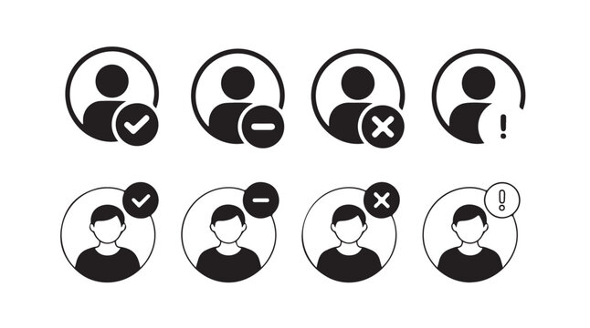 Account linear icons set. profile user management and social media vector symbols.