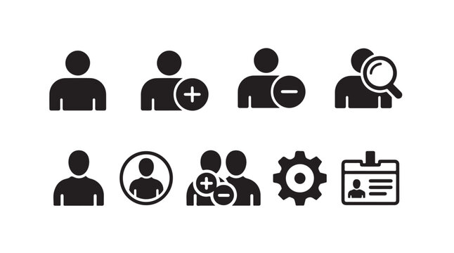 Profile linear icons set. account management and social media vector symbols.