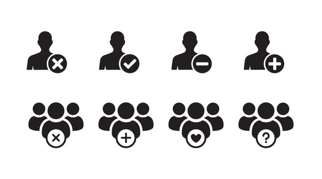 Collection of team and user management icons for business web dashboard interface design.