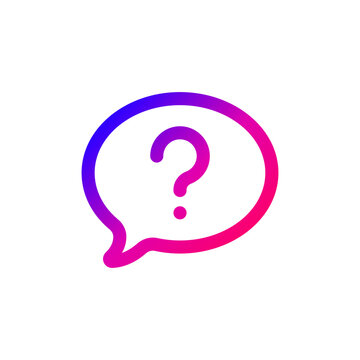 Question Mark Speech Bubble Gradient Icon for Help Desk and FAQ Support