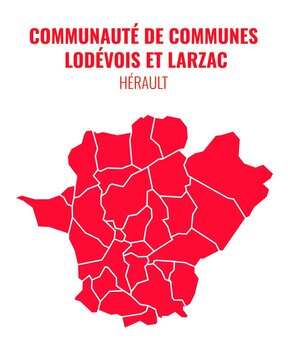 Vector map of administrative boundaries of Communaut&eacute; de communes Lod&eacute;vois et Larzac, France