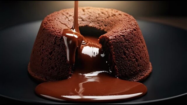 Decadent Chocolate Lava Cake with Molten Chocolate Pour, A Rich Dessert Delight