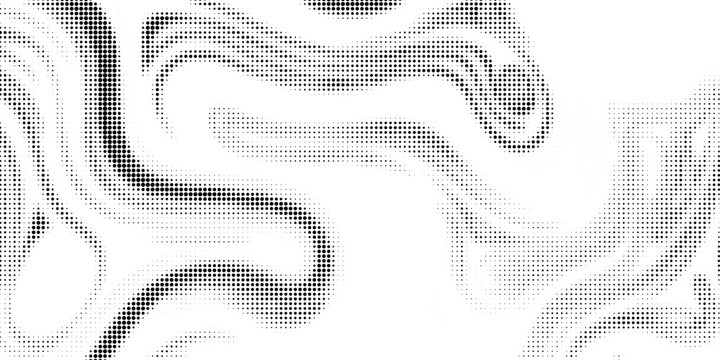 Dot grid pattern vector illustration. Simple black white point background with small and large polka dots. Abstract futuristic dotted mesh with gradient effect. Geometric minimal digital design.