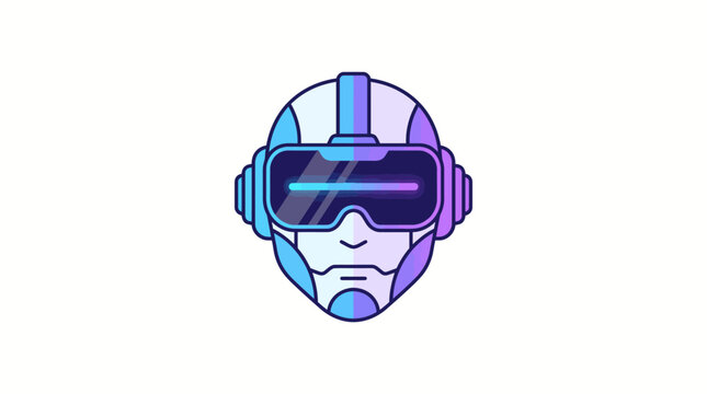 Futuristic Cyborg Head with Augmented Reality Headset