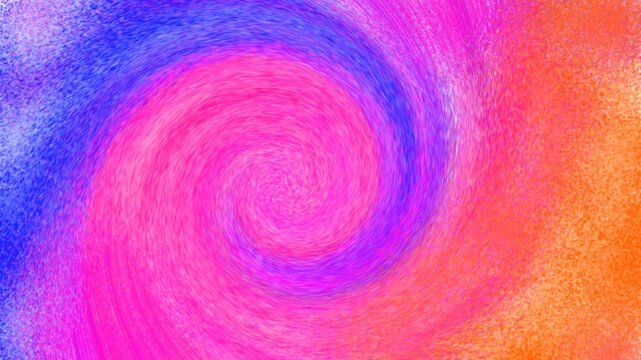 Sfondo video a vortice neon astratto in loop con trama granulosa animata e spirale colorata rotante
