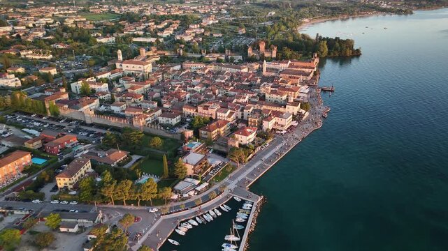 Aerial View of Lazise Marina on Lake Garda