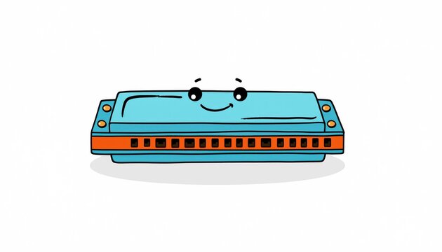 Cartoon depiction of a cheerful, blue mouth organ rests against a white background