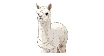 Fototapeta premium White Alpaca Standing Alone.