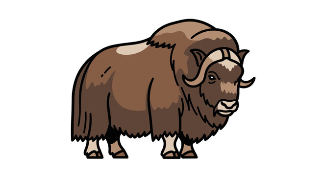 Brown bison standing on ground.