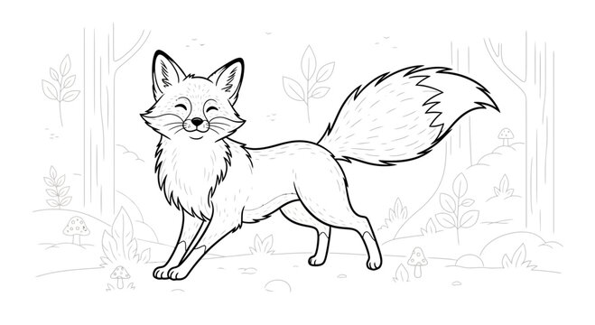 Cartoon Fox Standing Alone.
