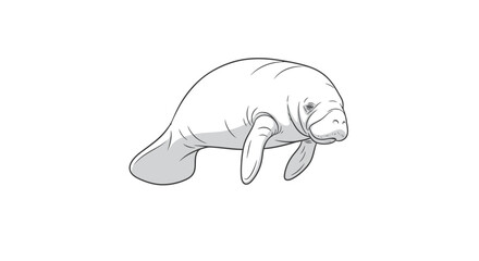 Manatee swimming in water calmly. © harjuno
