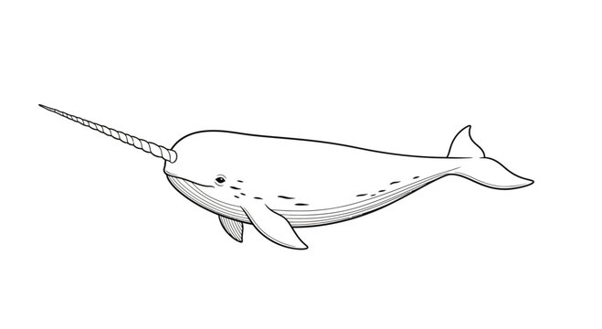 NARWHAL marine mammal with tusk.