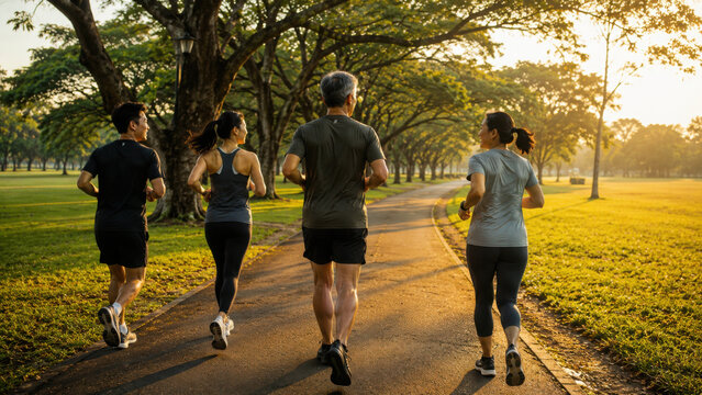 Outdoor fitness activities in Asia bring people together, promoting health and well being in vibrant environment