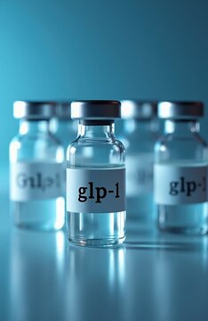 GLP-1 vials contain liquid medication for diabetes and weight loss. These are used for injections, therapy, and health care. Modern drug research involves sterile lab work.
