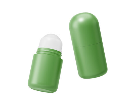 Plastic Roll-On Bottle Packaging, Roller Bottle isolated on transparent background, prepared for mockup, 3D render.