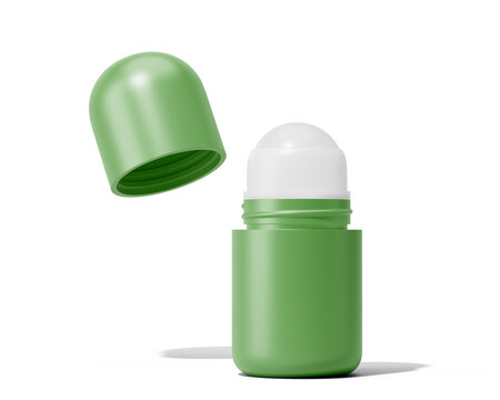 Plastic Roll-On Bottle Packaging, Roller Bottle isolated on transparent background, prepared for mockup, 3D render.