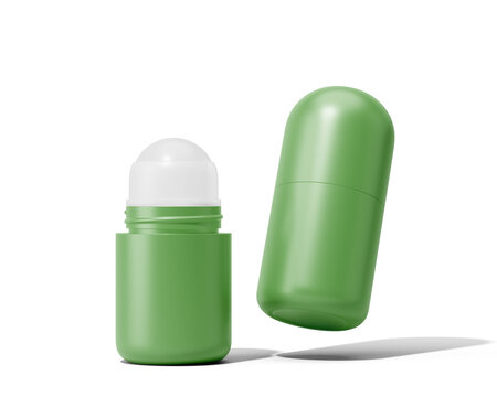 Plastic Roll-On Bottle Packaging, Roller Bottle isolated on transparent background, prepared for mockup, 3D render.