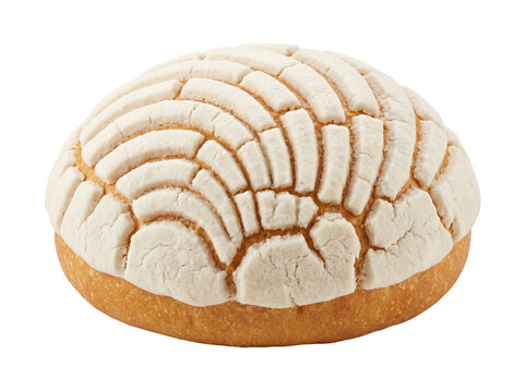 Mexican Concha Sweet Bread Isolated , Traditional Pan Dulce Pastry Top View