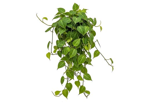 Lush hanging pothos plant with vibrant green leaves