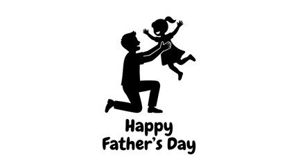 Obraz premium Father's Day, Happy Father's Day, Silhouette, Black Icon, Family Love isolated on White Background eps