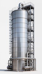 Fototapeta premium Large Industrial Storage Silo Tank Isolated On Pure White Background