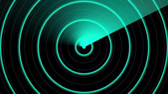 Glowing digital Radar enemy scanner with radio waves animation.