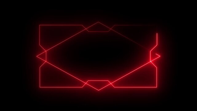 Abstract neon glowing light high tech rectangular red color frame animated on background. New design frame. motion video animation 