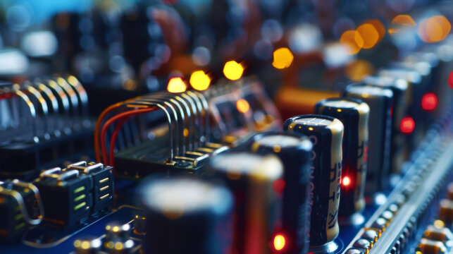 An upclose shot of a grapheneenhanced supercapacitor designed to store and release energy more quickly and efficiently than traditional capacitors making it ideal for use