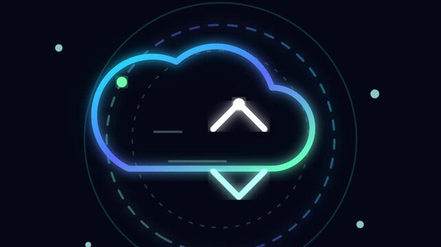 Cloud technology icon motion graphic with data upload concept