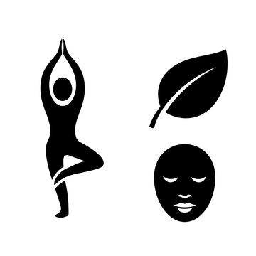Black Yoga Figure Leaf Face Mask.