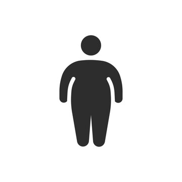 Overweight icon. Fat Man. Black and white symbol
