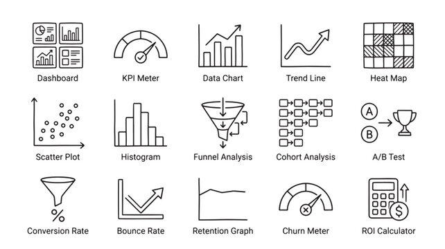 Business Infographics Set For Data Analysis And Marketing Metrics On White Background