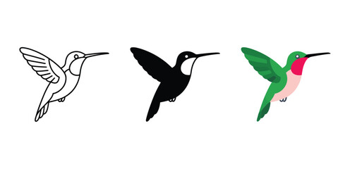 Stylized hummingbird icon vector illustration abstract bird logo © MDRifat