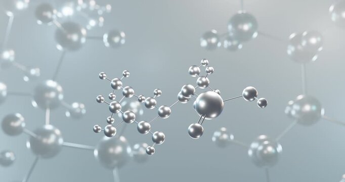 Meglumine antimoniate rotating 3d molecule, molecular structure of antiprotozoal drug seamless video
