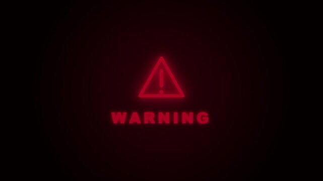 Red Warning Sign with Triangle and Text on Dark Background.