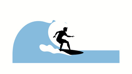 Fototapeta premium Surfing, surfer, wave, ocean, sports icon, vector graphics
