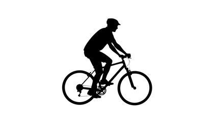 Obraz premium Black bicycle rider silhouette, cycling icon, bike sport illustration, athletic vector graphic