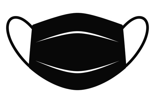 Surgical face mask vector silhouette icon medical protection symbol illustration