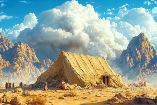 God's presence represented by a cloud over the Tabernacle.